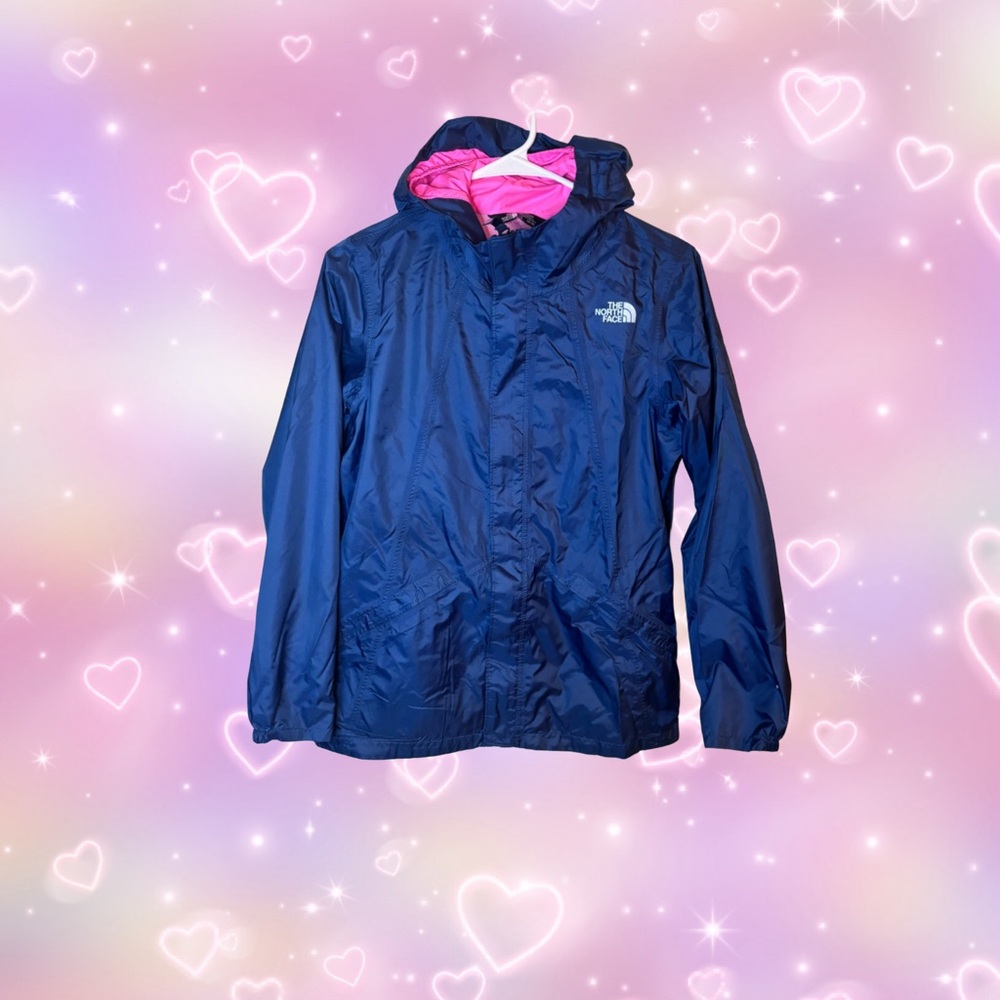 ✨the north face navy and pink windbreaker jacket✨